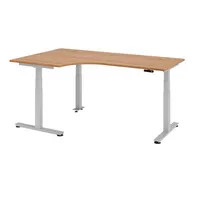 Hammerbacher Sitz-Steh-Schreibtisch XDSM, elektrisch höhenverstellbar, 63-127cm (H), 200x120cm (BxT), L-Form, nussbaum / silber 4032062147979 7 Stück