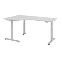 Hammerbacher Sitz-Steh-Schreibtisch XDSM, elektrisch höhenverstellbar, 63-127cm (H), 200x120cm (BxT), L-Form, grau / silber 4032062147955 Ham 7 Stück