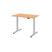 Hammerbacher Sitz-Steh-Schreibtisch XDSM, elektrisch höhenverstellbar, 63-127cm (H), 120x80cm (BxT), rechteckig, buche / silber 4032062147788 3 Stück