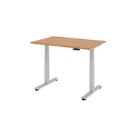 Hammerbacher Sitz-Steh-Schreibtisch XDSM, elektrisch höhenverstellbar, 63-127cm (H), 120x80cm (BxT), rechteckig, nussbaum / silber 4032062147 3 Stück
