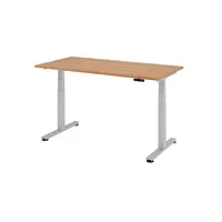 Hammerbacher Sitz-Steh-Schreibtisch XDSM, elektrisch höhenverstellbar, 63-127cm (H), 160x80cm (BxT), rechteckig, nussbaum / silber 4032062147 3 Stück