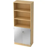 Hammerbacher Regalschrank V6 V6770/3/S/SG, abschließbar, 5 OH, silber/ahorn, 80x200,4x42cm (BxHxT) 4032062126516 Hammerbacher