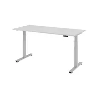 Hammerbacher Sitz-Steh-Schreibtisch XDSM, elektrisch höhenverstellbar, 63-127cm (H), 180x80cm (BxT), rechteckig, lichtgrau / silber 403206214 3 Stück