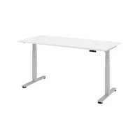 Hammerbacher Sitz-Steh-Schreibtisch XDSM, elektrisch höhenverstellbar, 63-127cm (H), 180x80cm (BxT), rechteckig, weiß / silber 4032062147924  3 Stück