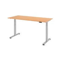 Hammerbacher Sitz-Steh-Schreibtisch XDSM, elektrisch höhenverstellbar, 63-127cm (H), 180x80cm (BxT), rechteckig, buche / silber 4032062147900 3 Stück
