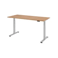 Hammerbacher Sitz-Steh-Schreibtisch XDSM, elektrisch höhenverstellbar, 63-127cm (H), 180x80cm (BxT), rechteckig, nussbaum / silber 4032062147 3 Stück