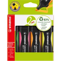 Stabilo Textmarker-Set GREEN BOSS, 6070/4, Etui, 4-farbig sortiert, 2-5mm Keilspitze 4006381436854 Stabilo 4 Stück