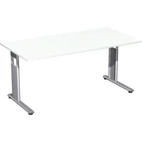 Geramöbel Schreibtisch Flex, manuell höhenverstellbar, 68-82cm (H), 160x80cm (BxT), rechteckig, weiß / silber 4038933477619 Geramöbel