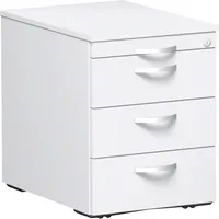 Geramöbel Rollcontainer Flex S-530151-WW Holz weiß, 3 normale Schubladen, mit extra Utensilienauszug, abschließbar 4038933477435 Geramöbel