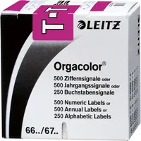 Leitz 6629 Ziffernsignale Orgacolor Buchstaben T violett 23x30mm 4002432314348 Leitz 6629-10-00 250 Stück
