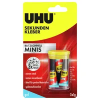 UHU Sekundenkleber 45370 blitzschnell MINIS gel, 3x1g, permanent 4026700453706 UHU 3 Stück