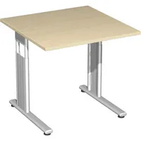 Geramöbel Schreibtisch Flex, manuell höhenverstellbar, 68-82cm (H), 80x80cm (BxT), quadratisch, ahorn / silber 4038933159553 Geramöbel