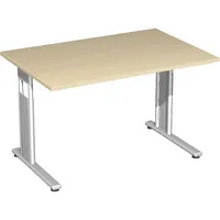Geramöbel Schreibtisch Flex, manuell höhenverstellbar, 68-82cm (H), 120x80cm (BxT), rechteckig, ahorn / silber 4038933159782 Geramöbel