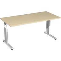 Geramöbel Schreibtisch Flex, manuell höhenverstellbar, 68-82cm (H), 160x80cm (BxT), rechteckig, ahorn / silber 4038933159850 Geramöbel