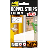 UHU Klebestrips 45450 EXTREM, 16 Stück, 31x26mm (BxL), wiederablösbar 4026700454505 UHU 16 Stück