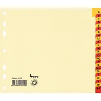 Bene Kartonregister 93403, A bis Z, A4 halbe Höhe, 210 g/m², rot-gelbe Taben, 24-teilig 9003261200005 Bene