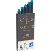 Parker Tintenpatronen für Füller | lange Patronen | auswaschbare blaue QUINK Tinte | 5 Stück
