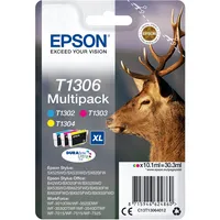 Epson Druckerpatrone T1306XL C13T13064012 (kompatibel zu Epson T1306), cyan/magenta/gelb, ca.765 Seiten (cyan), ca. 600 (magenta), ca. 3 Stück