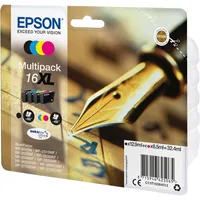 Epson Druckerpatrone 16XL / T1636XL C13T16364012 (kompatibel zu Epson 16XL), schwarz/cyan/magenta/gelb, ca. 1x 500, 3x 450 Seiten 8715 4 Stück