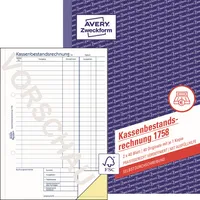 AVERY Zweckform Kassenbericht Bestand 1758 A5 selbstdurchschreibend 2x40 Blatt 4004182017586 AVERY Zweckform