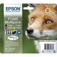 Epson Original Fuchs DURABrite T1282 Multipack Tintenpatrone – 4 Farben: Schwarz, Cyan, Magenta, Gelb – 1 x 5,9 ml, 3 x 3,5 ml – Original Epson Tintenpatronen für optimale Druckergebnisse