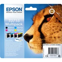 Epson Druckerpatrone T0715 C13T07154012 (kompatibel zu Epson T0715), schwarz/cyan/magenta/gelb, ca. 245 Seiten schwarz, ca. 345 Seiten 4 Stück