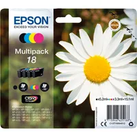 Epson Druckerpatrone 18 / T1806 C13T18064012 (kompatibel zu Epson 18), schwarz/cyan/magenta/gelb, ca. 1x 175, 3x 180 Seiten 8715946625 4 Stück
