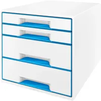 Leitz Schubladenbox Wow Cube 5213-20-36 perlweiß/blau metallic 4 Schubladen geschlossen 4002432115358 Leitz