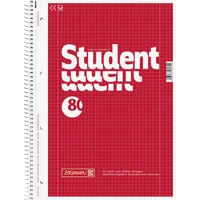 Brunnen Collegeblock 10-67928 Student, Lineatur 28 / kariert mit Rand innen/außen, A4, 70g, rot, 80 Blatt 4003273180314 Brunnen