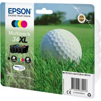 Epson Original Golfball DURABrite 34XL Multipack extra große Tintenpatrone – 4 Farben: Patronen: Schwarz, Cyan, Magenta, Gelb – 1 x 16,3 ml, 3 x 10,8 ml