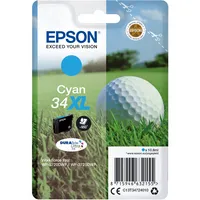 Epson Original Golfball DURABrite 34XL extra große Einzel-Tintenpatrone Cyan – 1 x 10,8 ml – Original Epson Tintenpatronen für optimale Druckergebnisse