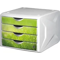 Helit Schubladenbox the chameleon Springtime H61296-50 weiß/grün 4 Schubladen geschlossen 4012086015263 Helit