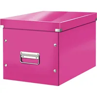 Leitz Aufbewahrungsbox Click & Store WOW Cube 61080023, 30 Liter, mit Deckel, außen 360x320x310mm, Karton pink 4002432117147 Leitz
