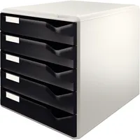 Leitz Schubladenbox Post-Set 5280-00-95 lichtgrau/schwarz 5 Schubladen geschlossen 4002432328253 Leitz