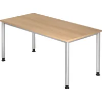 Hammerbacher Schreibtisch H-Serie, manuell höhenverstellbar, 68-81cm (H), 160x80cm (BxT), rechteckig, eiche / silber 4032062164983 Hammerbach 2 Stück