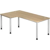 Hammerbacher Schreibtisch H-Serie, manuell höhenverstellbar, 68-76cm (H), 200x120cm (BxT), L-Form, eiche / silber 4032062165027 Hammerbacher 4 Stück