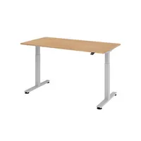 Hammerbacher Sitz-Steh-Schreibtisch XMST, elektrisch höhenverstellbar, 71-120cm (H), 160x80cm (BxT), rechteckig, eiche / silber 4032062163795 3 Stück