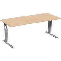 Geramöbel Schreibtisch Flex, manuell höhenverstellbar, 68-82cm (H), 180x80cm (BxT), rechteckig, buche / silber 4038933479002 Geramöbel