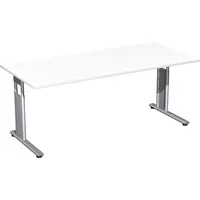 Geramöbel Schreibtisch Flex, manuell höhenverstellbar, 68-82cm (H), 180x80cm (BxT), rechteckig, weiß / silber 4038933479828 Geramöbel