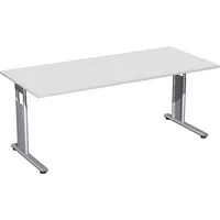 Geramöbel Schreibtisch Flex, manuell höhenverstellbar, 68-82cm (H), 180x80cm (BxT), rechteckig, lichtgrau / silber 4038933479019 Geramöbel