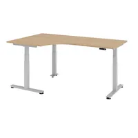 Hammerbacher Sitz-Steh-Schreibtisch XDSM, elektrisch höhenverstellbar, 63-127cm (H), 200x120cm (BxT), L-Form, eiche / silber 4032062163771 Ha 7 Stück