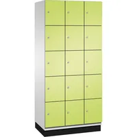 C+P Schließfachschrank Cambio mit Sockel 900 x 1.950 x 525 mm (B x H x T) 15 Fächer lichtgrau