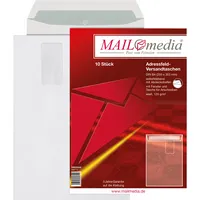 MailMedia Versandtaschen 30002546, B4, mit Fenster, haftklebend, 120g, weiß 4003928396114 MailMedia 10 Stück