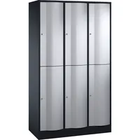 CP-Möbel Spind Resisto 8270-372, Metall, 3 Abteile mit 6 Fächern, abschließbar, 115x195cm (BxH), silber 4025314236064 CP-Möbel
