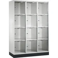 C+P Schließfachschrank Intro XL Acrylglas 1.220 x 1.750 x 500 mm (B x H x T) 3 Abteile 12 x 2 Schlüssel 67,72 kg