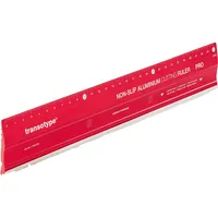 transotype Schneidelineal PRO 30cm ohne mm-Facette auf beiden Seiten Aluminium rot