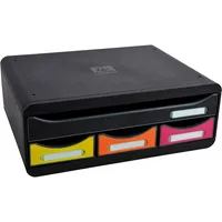 Exacompta Schubladenbox Toolbox  schwarz, gelb, orange, pink 319798D, DIN A4 quer mit 4 Schubladen, 1 St.