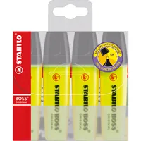 Stabilo Textmarker STABILO BOSS ORIGINAL Etui, 70/4-24, gelb, 2-5mm Keilspitze 4006381109567 Stabilo 4 Stück
