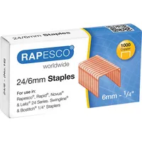 Rapesco Heftklammern 24/6, S24600Z3, Stahldraht verkupfert, Heftleistung 2-30 Blatt 5018505025089 Rapesco 1000 Stück
