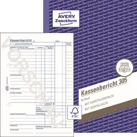 Avery Zweckform Formularbuch Kassenbericht A5 VE=50 Blatt mit Ausfüllh